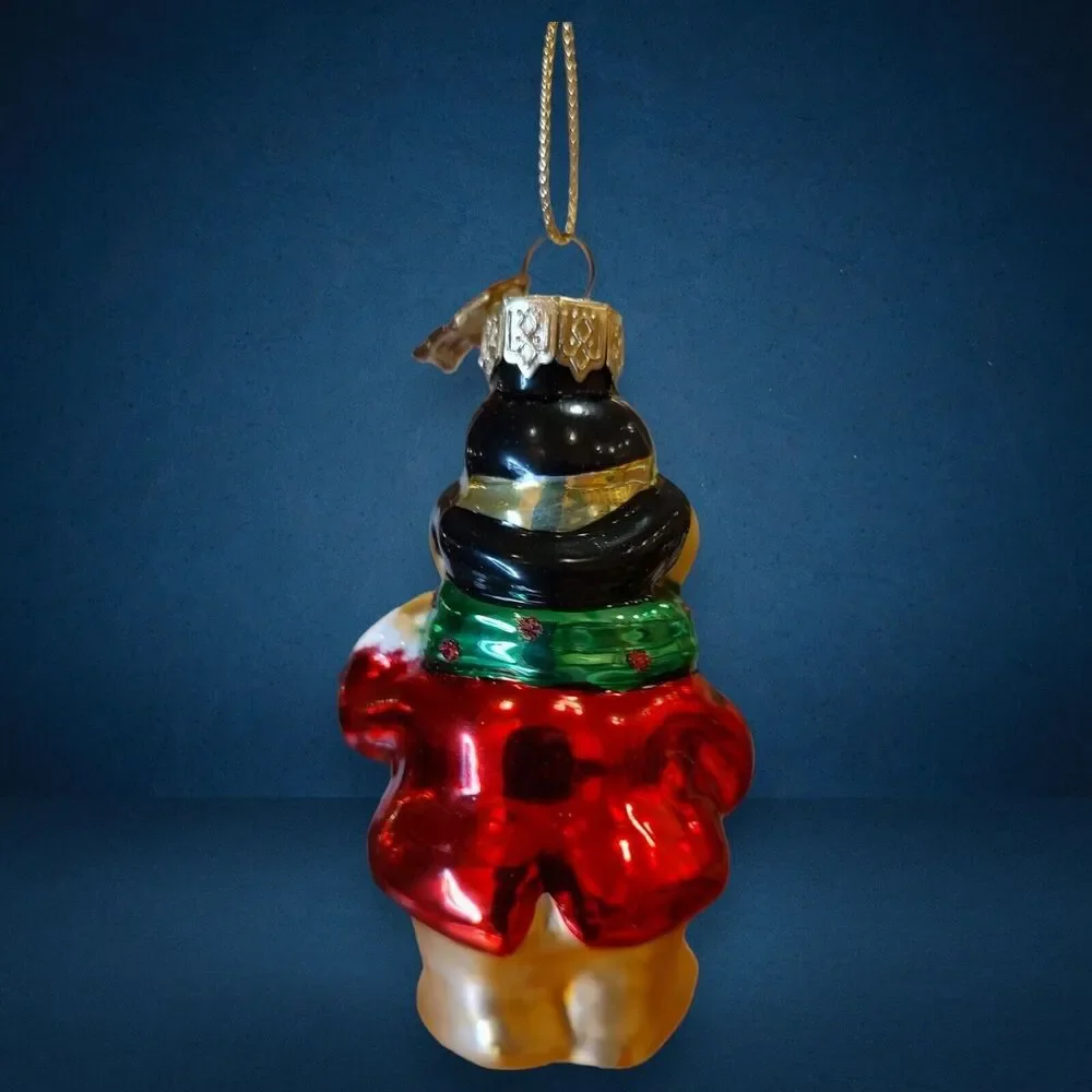 Gentleman Bear with Present Ornament Hand Blown Glass Thomas Pacconi Classics 02